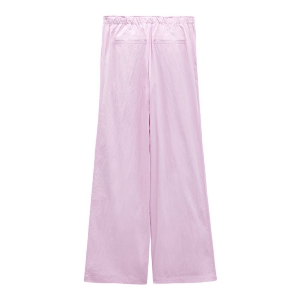 Zara Nylon Pink Wide-Leg Pants - Picture 3 of 7